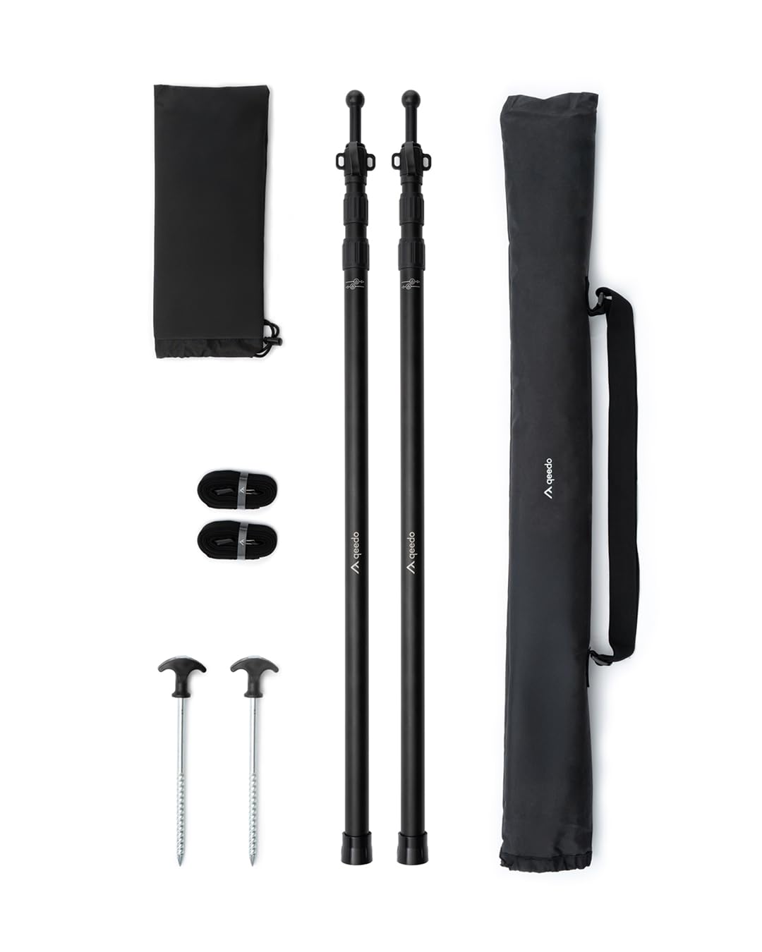 qeedo Scope Zeltstangen 2er Set - Aluminium Sonnensegel Stange 95-230 cm - Teleskopstange Camping für Tarp, Vorzelt, Sonnensegel & Markise - sturmsicher & wetterfest, Ultraleicht 550 g