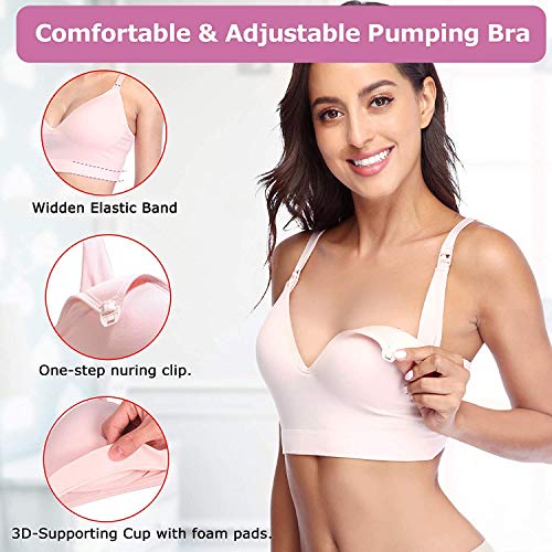 Lupantte 1 Puming Bra + 2 Nursing Bras 3Pack Set. Hands Free Breast Pump Bra. Breastfeeding Bras with One-Step Clip. Adjustable Breastfeeding Bra for Pumping. Fit Most Breast Pumps (Medium)
