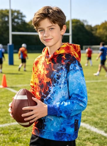 Image of TUONROAD Boys Hoodies 3D Graphic Sweatshirt Lightweight Pullover 6-16T cool