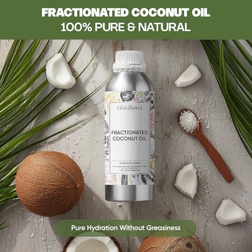 Image of VedaOils Fractionated Coconut Oil for Hair & Skin 500ml | 100% Pure & Natural Lightweight Oil | Hydrates, Nourishes, Strengthens Hair & Softens Skin | Non-Greasy & Easy Absorbing