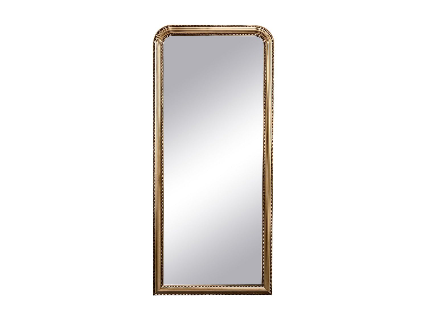 Vente-​unique - Grand Miroir en Bois de Paulownia avec moulures - L. 80 x H. 180 cm - Doré Effet Laiton- Heloise