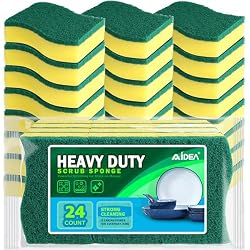 AIDEA Sponges Kitchen, 24 PK Heavy Duty Dish Sponges Kitchen, Scrub Sponges | Sponges for Cleaning Stink-Free, Reusable Cleaning Dish Scrubber Sponges for Home/ kitchen/ Restaurant/ Household Cleaning