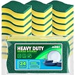 AIDEA Heavy Duty Scrub Sponge Washing Up Pack of 24, Cleaning Scrub Sponge, Stink Free Dual-Sided Dishwashing Sponge, Effortless Cleaning Eco Scrub Pads for Dishes,Pots,Pans All at Once