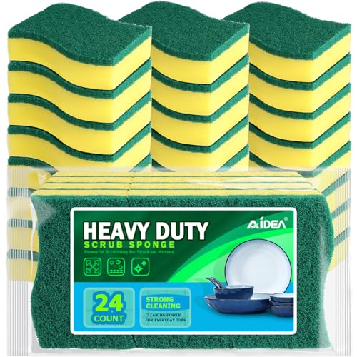 AIDEA Sponges Kitchen, 24 Pack Heavy Duty Dish Sponge, Cleaning Dish...