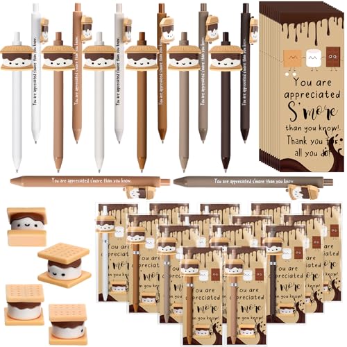 Sayglossy 24 Sets Housekeeping Week Gifts Bulk 2025 S'more Marshmallow Appreciation Gifts Inspirational Marshmallow Pens Tags Thank You Party Favor for Teacher Nurse Team Staff Employees Coworkers