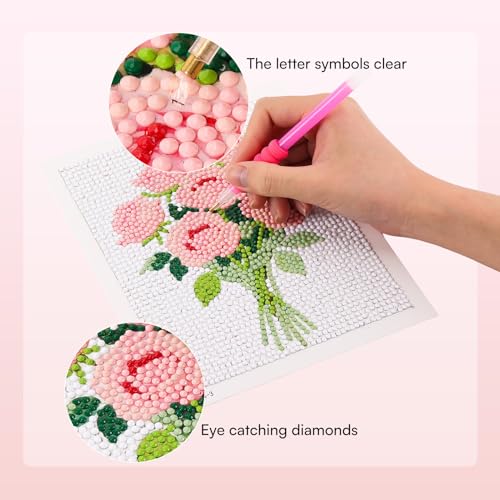 Image of Caydo 12 Pack Flower Themed Diamond Painting Kits for Adults - Full Drill 5D DIY Paint Gem Art - A Relaxing Craft for Home Wall Decor(6x6inch)