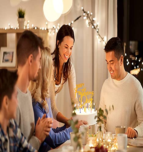 Father's Day Cake Topper, 10Pcs Acrylic Happy Father's Day Cupcake Topper For Birthday Father's Day Cake Party Decoration Supplies #TOP6