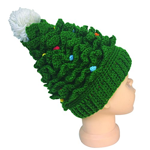 Kafeimali Baby Christmas Tree Knit Hat Green Red Crochet Beanie Reindeer Caps (Green) #TOP2