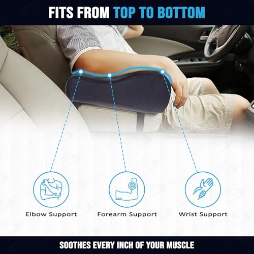 Image of Kingsway Car Armrest Cushion Pillow Pad for Centre Console, Long Drive Travel Comfort Memory Foam Car Cushion in Grey, Super Soft Suede Material, Plain Design, Pack of 1