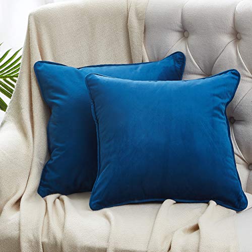 Home Beyond & HB design 2-Pack Velvet Throw Pillow Covers, Ultra Soft Decorative Solid Cushion Covers for Couch Sofa Bed, (20 x 20 Inches, Navy) by Home Beyond & HB design - Used condition - CA$16.82