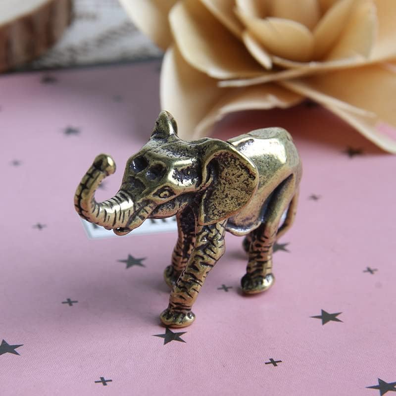 Opexicos 2Pcs Antique Bronze Miniatures Elephant Figurines Tea Pet Table Ornament Decorations Solid Copper Animal Crafts Home Decor Living Room - Image 6