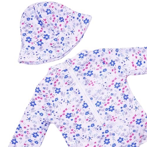 Toddler Girl Swimsuit UPF 50+ One-Piece Rash Guard with Button - Long Sleeve Sun Protection Swimwear4