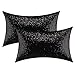 Kevin Textile Schwarzes Pailletten-Kissen – Funkelnde Pailletten Mode Kissenbezüge Luxuriöser Wurfkissenbezug für Zuhause/Neujahr/Weihnachtsparty/Bankett Dekoration, 30,5 x 50,8 cm, Schwarz, 2 Stück