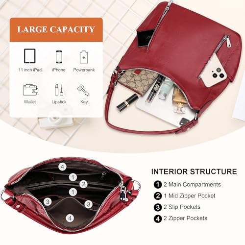 Image of Over Earth Genuine Leather Purses and Handbags for Women Hobo Shoulder Bag Ladies Crossbody Bags Medium