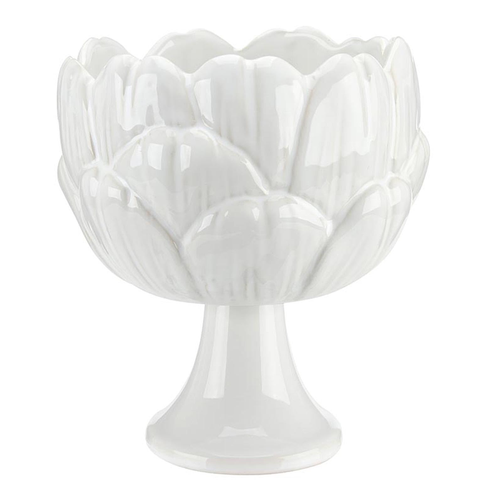 Santa Barbara Design Studio White Ceramic Artichoke Design Serving Dish, 5" Diameter - 7" Tall Small Bowl