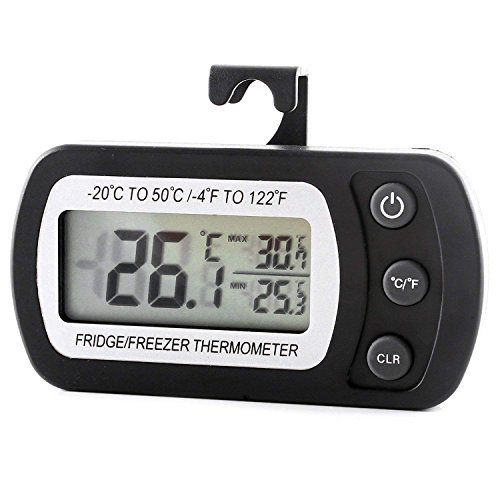 Thermomètre Réfrigérateur Dreamiracle Digital LCD Electronique Thermometre Frigo Congélateur Sans Fil pour Maison Cuisine Restaurant Bars Café (Noir,1pcs) Cover