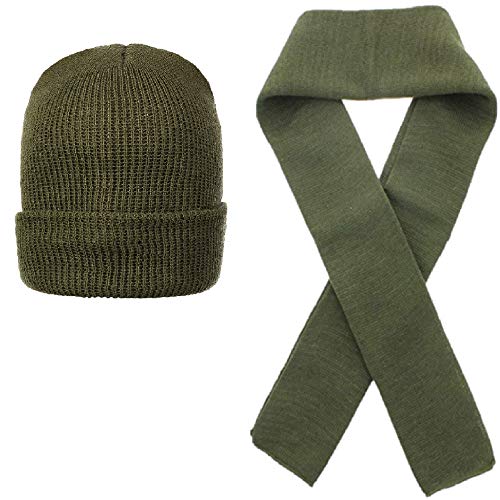 Wool Watch Cap Beanie Wool Scarf Set, Winter Hat & Scarf, 100% Wool, MIL-SPEC, Made in USA - Main Image