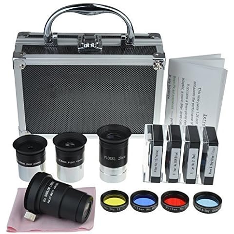 Solomark Astronomical Telescope Accessory Kit -Telescope accessories case With Telescope Plossl Eyepieces Set, Filter Set, 2x Barlow Lens (Astronomical Accessory Kit-8pcs) Cover