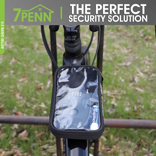 7Penn Steel Cable Lock with 4-Digit Tumbler Combination 3ft Long Cord in Black – Adjustable Combo for Bike Luggage