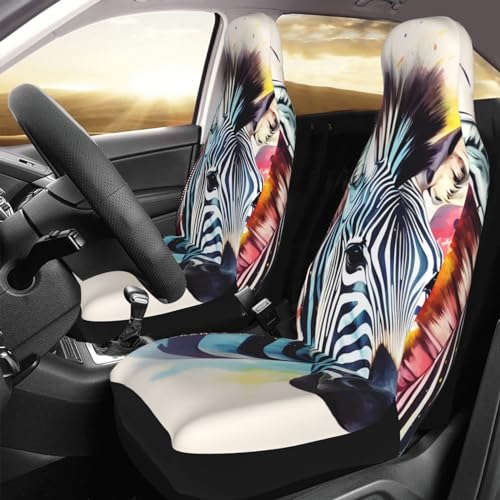 Housses de siège de voiture zèbre lot de 2 protections universelles lavables