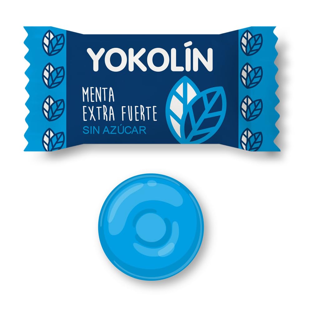 Caramelos Cerdán - Caramelo sin Azúcar Yokolín Sabor Menta Extra Fuerte | Bolsa 1 kg | Caramelo Duro Redondo Sin Gluten ni Alérgenos | Ideal para Fiestas, Eventos y Cumpleaños