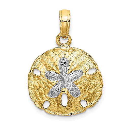 14k Yellow Gold White Sand Dollar Sea Star Starfish Pendant Charm Necklace Seashore Seashell Fine Jewelry For Women Gifts For Her