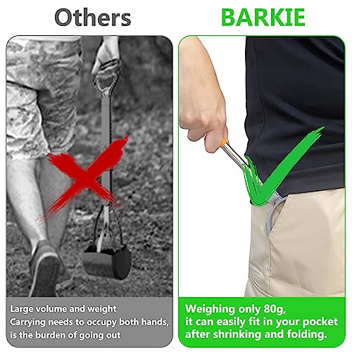 Image of BARKIE Dog Poop Catcher with 120 Bags - 52 inch Extendable Handle, No Cleaning Required After Use, No Residue Left Behind, Lightweight and Portable, Stainless Steel Construction, Ideal for Small Dogs