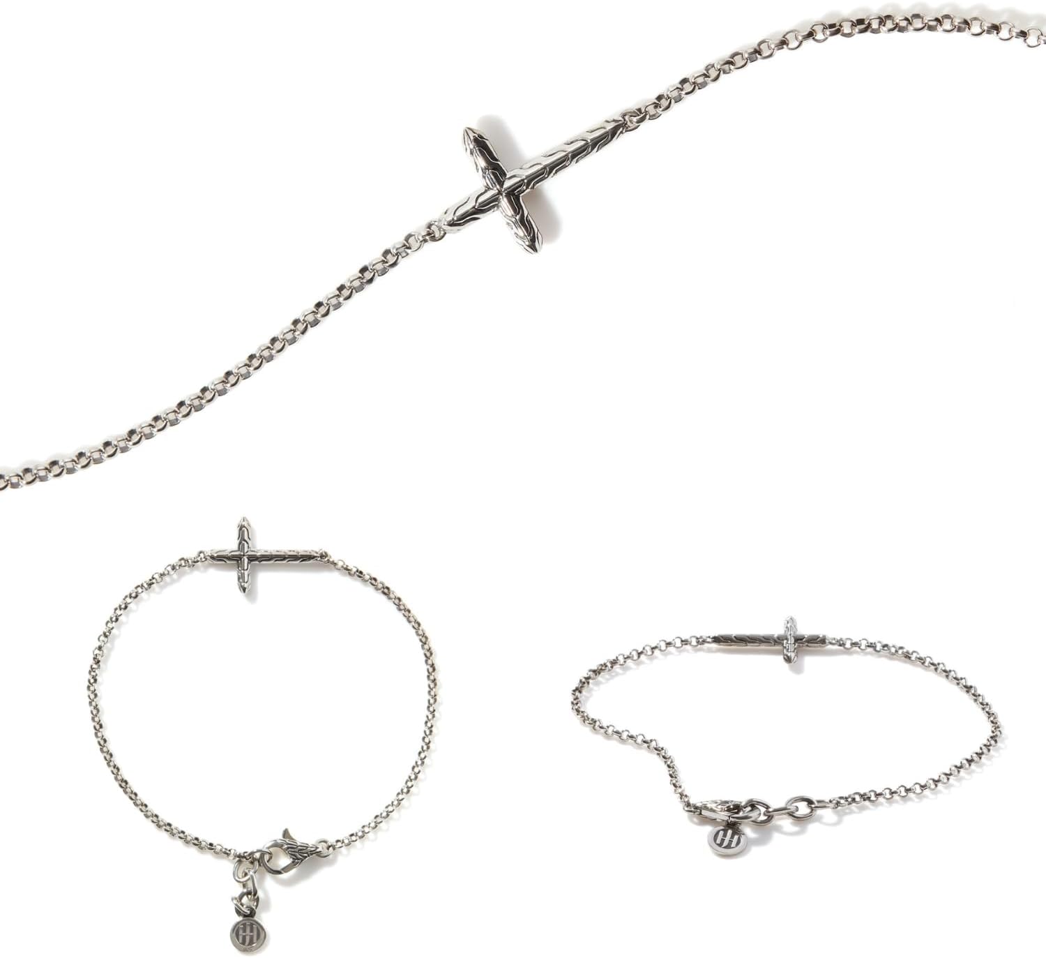 John Hardy Classic Chain Collection Cross Bracelet, Mini Rolo 2MM 925-Sterling Silver Chain