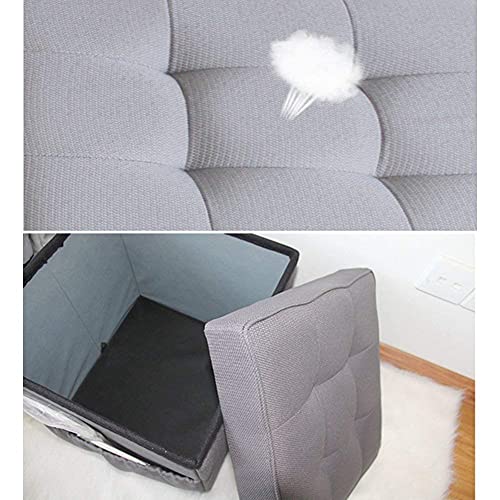 Pouf de rangement cube en lin gris au design épuré