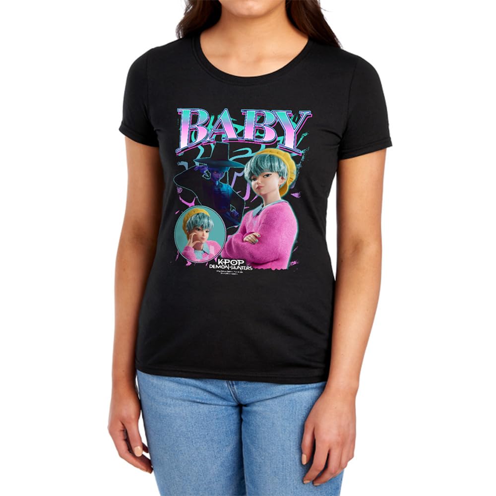 Netflix Women's Kpop Demon Hunters Saja Boys Baby Homage Tee - Black - XL