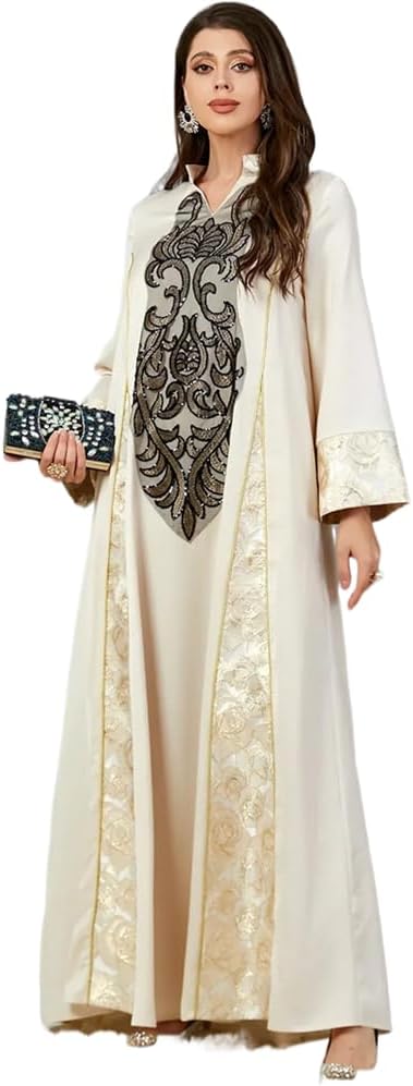 LIXINGHEITANG Sequins Dress for Women Abaya Evening Morocco Party Dresses Dubai Abayas Arab Long Robe