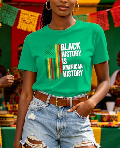 Image of Juneteenth Shirts for Women-Black History is American History Tee Tops African American Short Sleeves