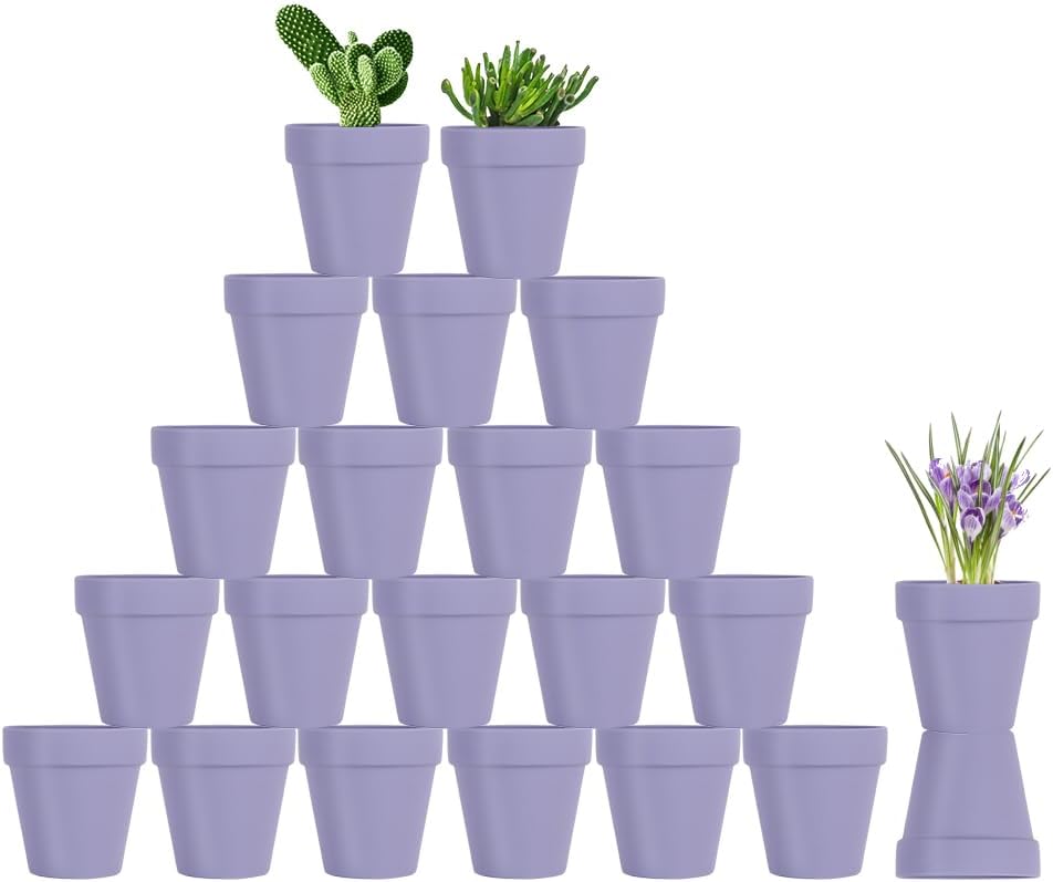 Sderoq 3 Inch Terracotta Pots - 22Pack Clay Flower Pots with Drainage Hole, Succulent Nursery Pot/Cactus Plant Pot. Great for Plants, Crafts, Wedding Favorn, DIY Production