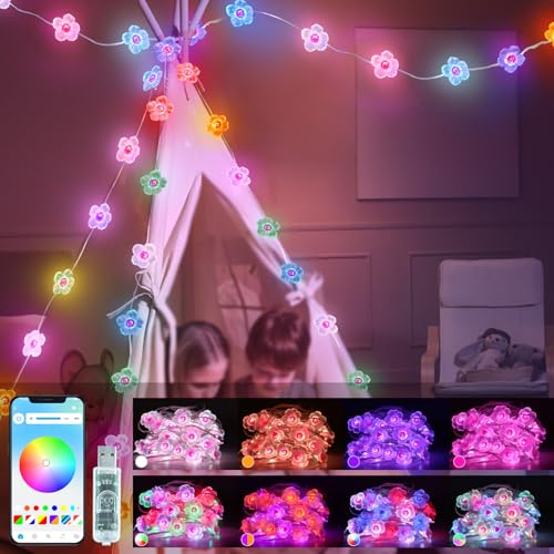 Cherry Blossom Flower String Lights Color Chaning Fairy Lights APP Control