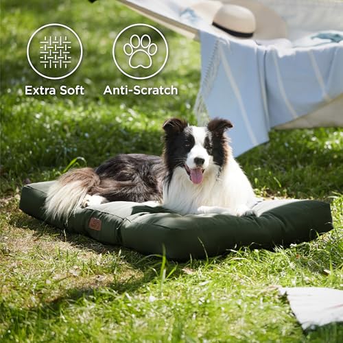 BEDSURE Hundekissen Grosse Hunde waschbar - 91x68cm hundematratze L für große, mittelgroße Hunde Outdoor gepolstert Hundematte grün in 10cm Höhe