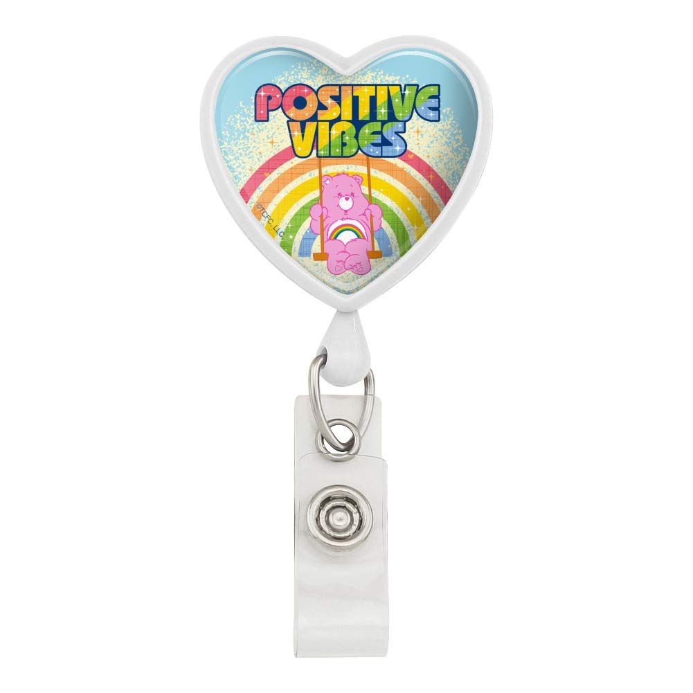 Care Bears Cheer Bear Positive Vibes Heart Lanyard Retractable Reel Badge ID Card Holder