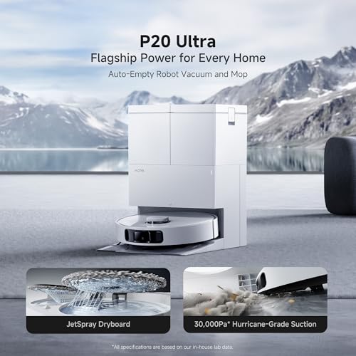 Image of MOVA P20 Ultra Robot Vacuum and Mop, 30,000Pa Suction, MopExtend Edge Cleaning, All-in-One Dock with 145F Mop Auto-Drying, 100 Days Auto-Empty, Liftable Spinning Mop for Carpet, Hard Floors, Pet Hair