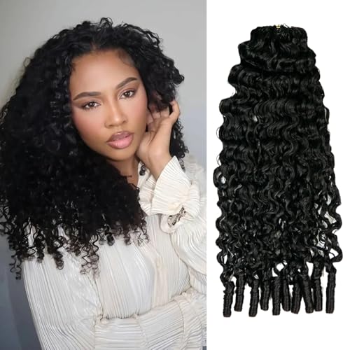 Ssawhair Water Curly Crochet Human Hair Knotless Pre-Separated Deep Curly Virgin Human Hair Pre-Looped Reusable Feather Crochet Hair Extensions 18Inch 60g 50Strands