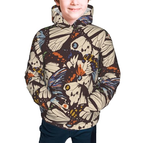 Vector Butterflies Kids Pullover Hoodies Boys Sweatshirts Girls Athletic Clothes with Pocket2