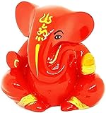 Sahishnu Online and Marketing Ganesha Idol Statue,Ganesha Idols for Home Office,Mini Home/Car Decor, Vighnaharta Ganpati (Orange), Dimension :Length :2 , Width:1.2, Height Inches