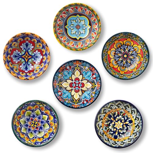 vancasso SIMI 2.7 Oz Ceramic Dipping Bowls Sets of 6, Bohemian Small Bowls for Sauce, 3 Inch Mini Appetizer Plates for Soy Sauce, Sushi, Condiments & Side Dishes, Microwave & Dishwasher Safe