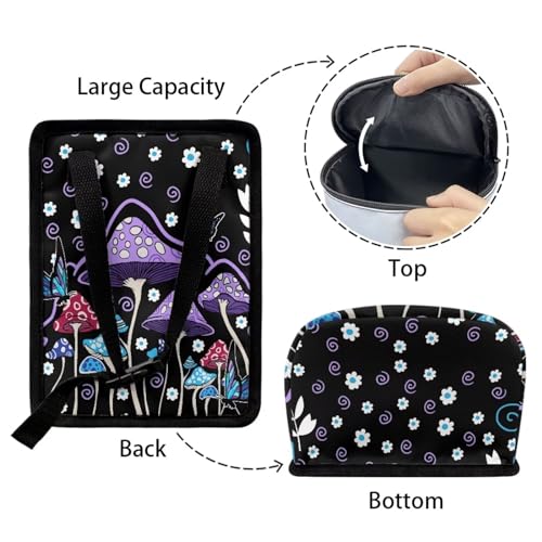 Image of Purple Hippie Mushroom Car Trash Bag Hanging Auto Garbage Bin Can with Lid,Leak Proof Reusable Adjustable Strap Car Garbage Bag for Travel /Picnic