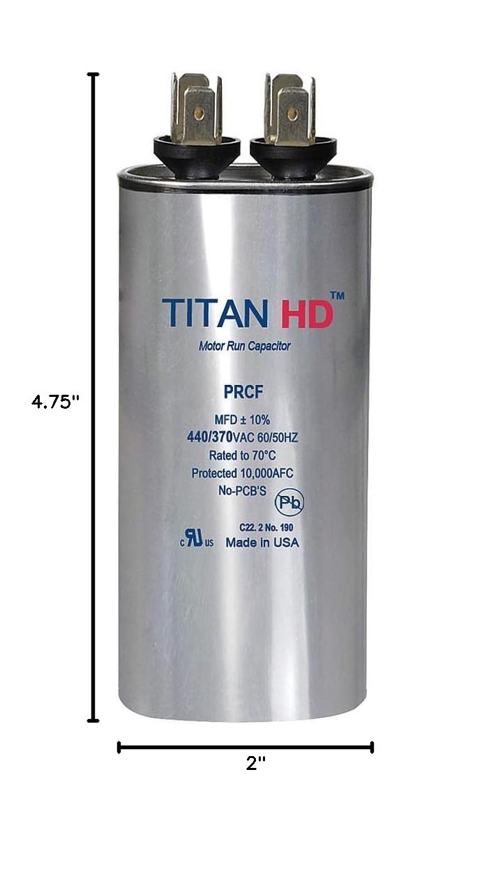 Motor Run Capacitor, 80 MFD, 440V, Round