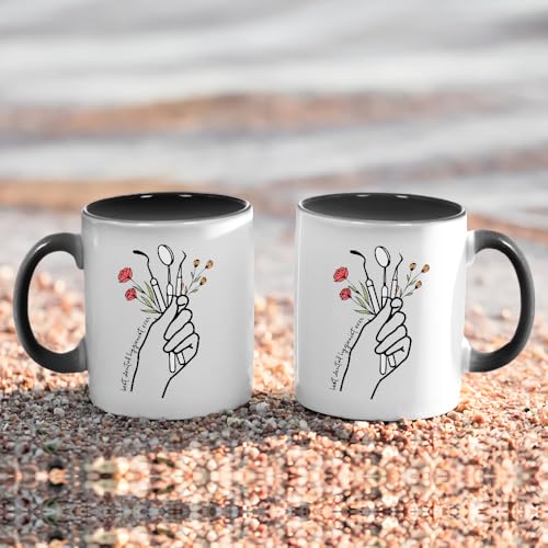 Taza de cerámica blanca 11oz para higienista dental miniatura 6