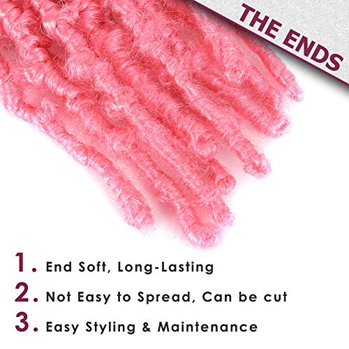 Niseyo Pink Butterfly Locs Crochet Hair 12 Inch 1 Pack Pink Pre-Looped Distressed Locs Crochet Braids (Pink) #TOP4