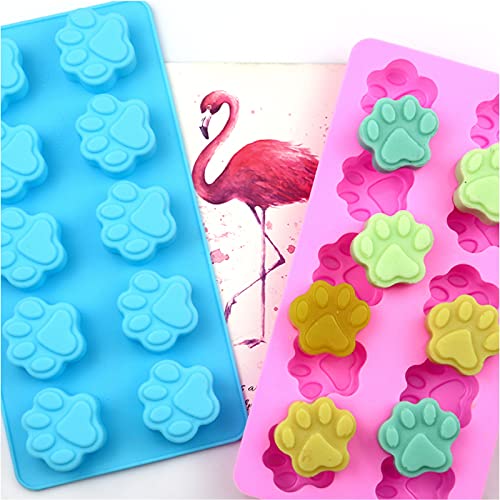 Karjiaja 2 Pack Silikonformen Puppy Dog Paw Shaped, Silikonform Hundepfote Wiederverwendbare Bakeware Maker, Lebensmittelecht, Für Schokolade, Süßigkeiten, Gelee, Eiswürfel, Hundeleckerli