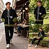 RUIZEHONG Men's Zip Up Hoodie Color Block Sweatshirts Casual Loose Fit Lightweight with Pockets Pullover Hooded Jacket Black Green #5