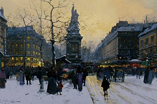 Toile Paris Place de la République Galien-Laloue : l'élégance pour mur de séjour