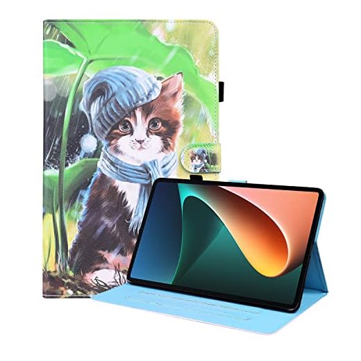 YKTO Tabletfodral till Xiaomi Pad 5 11 tum fodral 3D-grafik PU-läderfodral folio fodral kortfack plånbok fodral hölster ställ surfplattor fodral för Xiaomi Pad 5 11 tum – katt