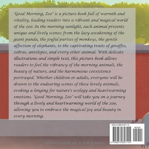 Bonjour，zoo: Bonjour, panda géant, singe, éléphant, girafe, zèbre, antilope, koala.